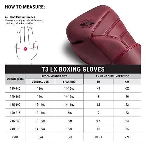 Hayabusa T3 LX Leather Boxing Gloves Men and Women for Training Sparring Heavy Bag and Mitt Work