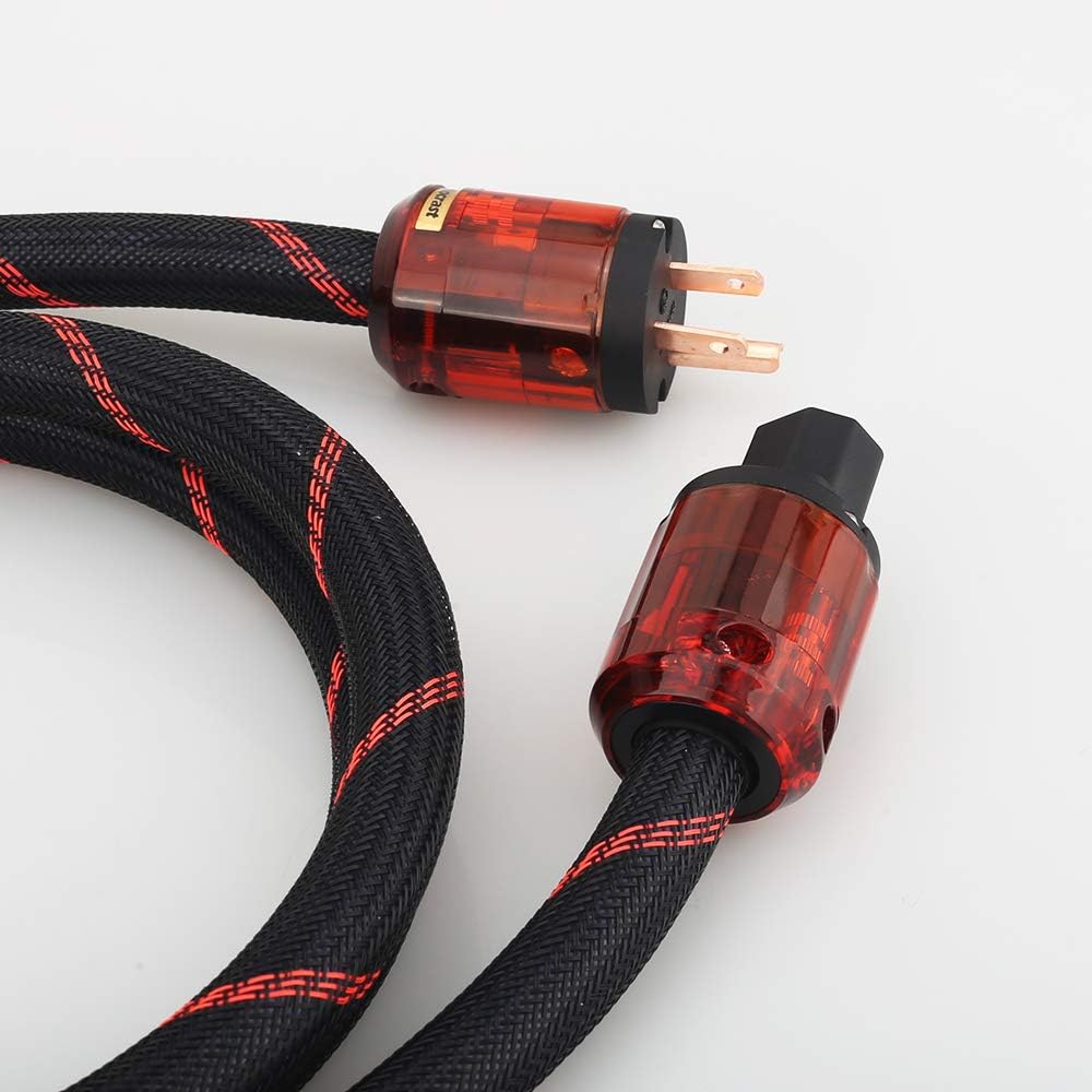 Audiocrast HiFi Power Cable, 125V 15A, Copper Shielding, Hi-End Braided Sleeve Amplifier Power Cord, AC Audiophile Power Cable with US Plug+IEC C13 Connector (6.6FT/2M)