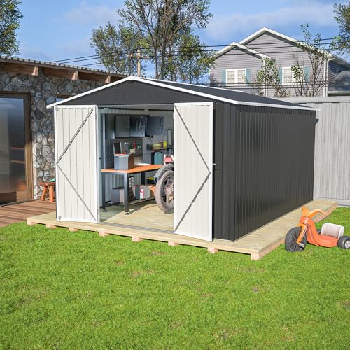 6x4 Ft Outdoor Storage Shed, Heavy-Duty All-Weather Tool Shed with Lockable Doors, Durable Resin Construction for, Patio & Backyard Organization Black