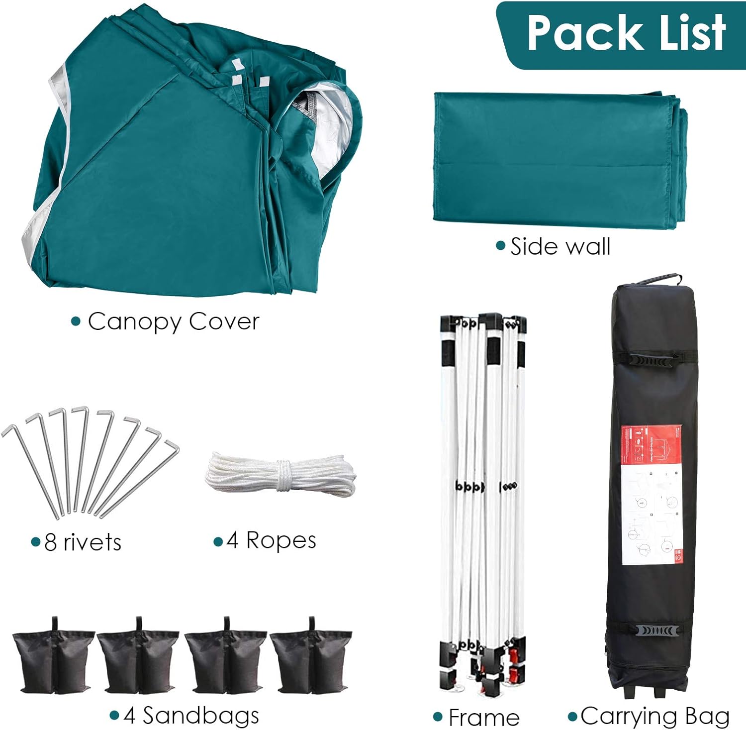 Canopy Tent with Sidewall 10'x10', Anti-UV Sun Instant Shelter Easy Set-up for Camping, Parties, Garden, Backyard, Wheel Carrying Bag