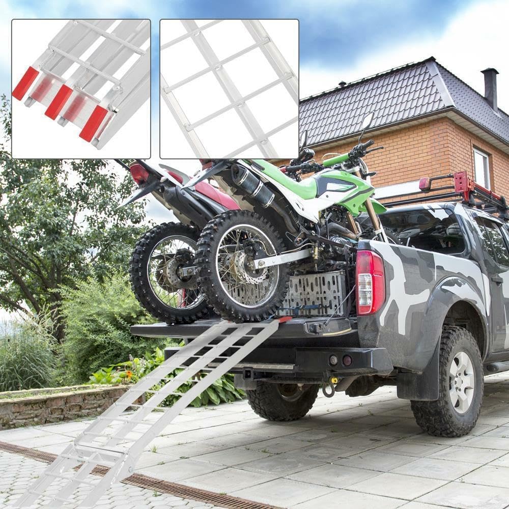 2pcs 7.5ft Folding Motorcycle Aluminum Arched ATV Loading Ramps