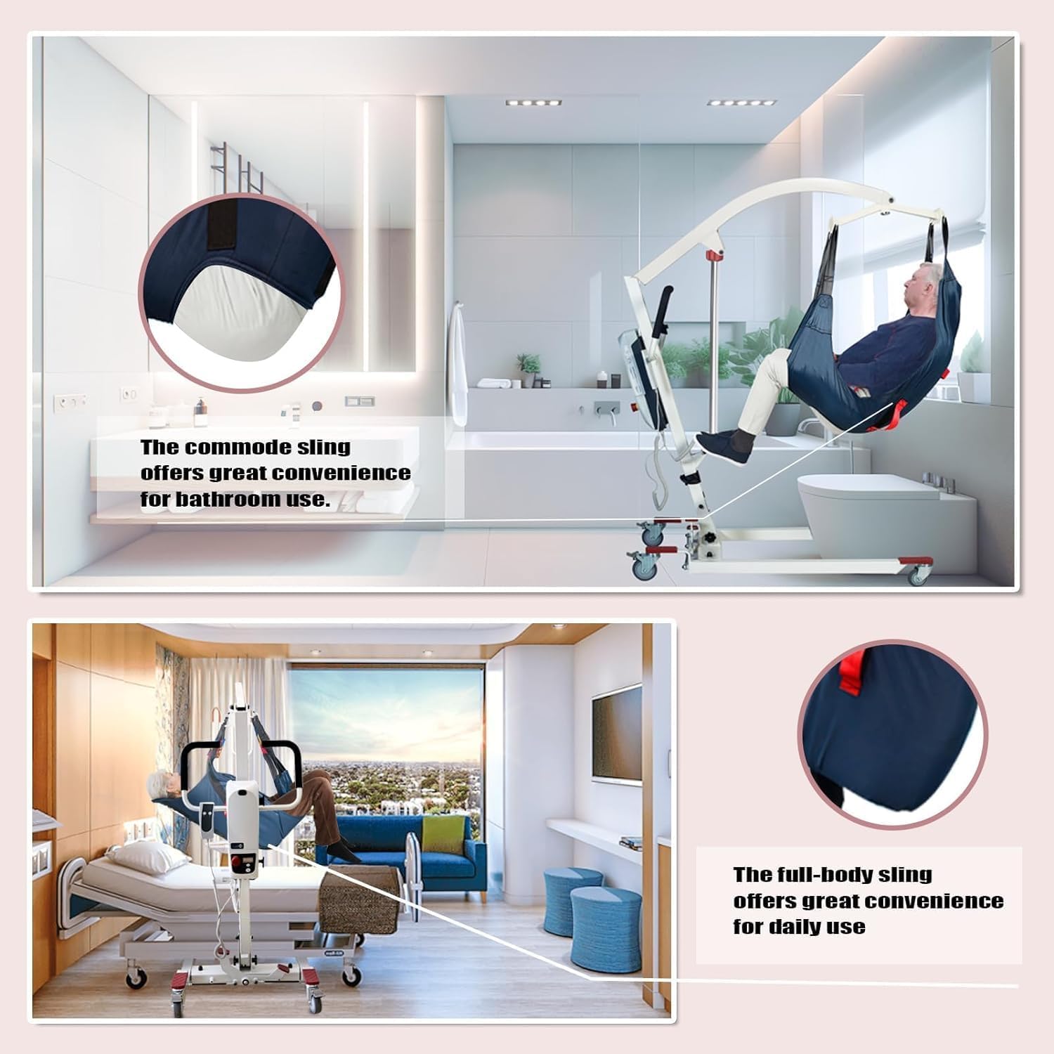 Foldable Hoyer Lift for Home Use•Portable Electric Patient Transfer Lift•500lbs Body Transfer Lift•Installation Free•2 kind of Sling Included