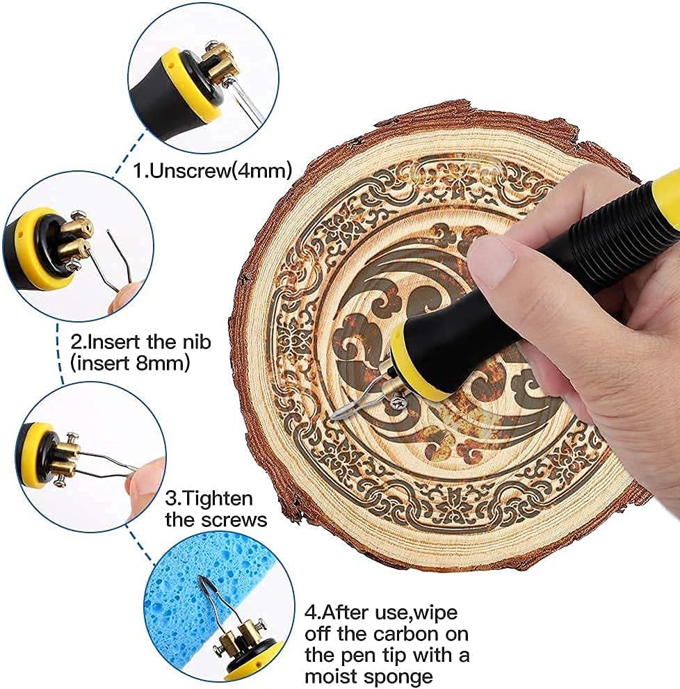 ViiArt Wood Burning Kit Professional Digital Adjustable Wood Leather Pyrography Machine Kit Wood Burner Tool 24 Wire Tips(Single Pen)