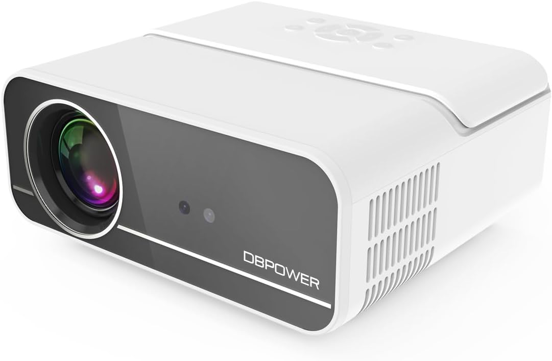 [Auto Focus/Keystone] DBPOWER Projector 4K with 5G WiFi and Two-Way Bluetooth, 600ANSI FHD Native 1080P Outdoor Movie Projector with 4P4D/PPT/Zoom,Home Projector Compatible w TV Stick (ivory)