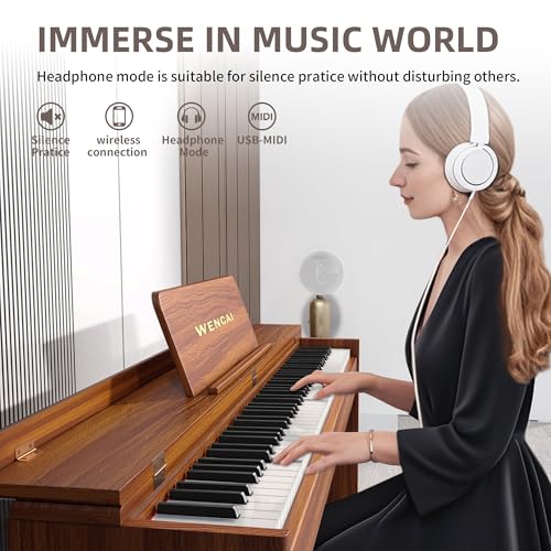 88 Key Fully Weighted Digital Piano Keyboard, 88 Keys Hammer Action Electric Pianos, Wooden Classic Upright Electronic Piano for Beginner, Professional, Midi Compatible, Triple Pedal (Black)