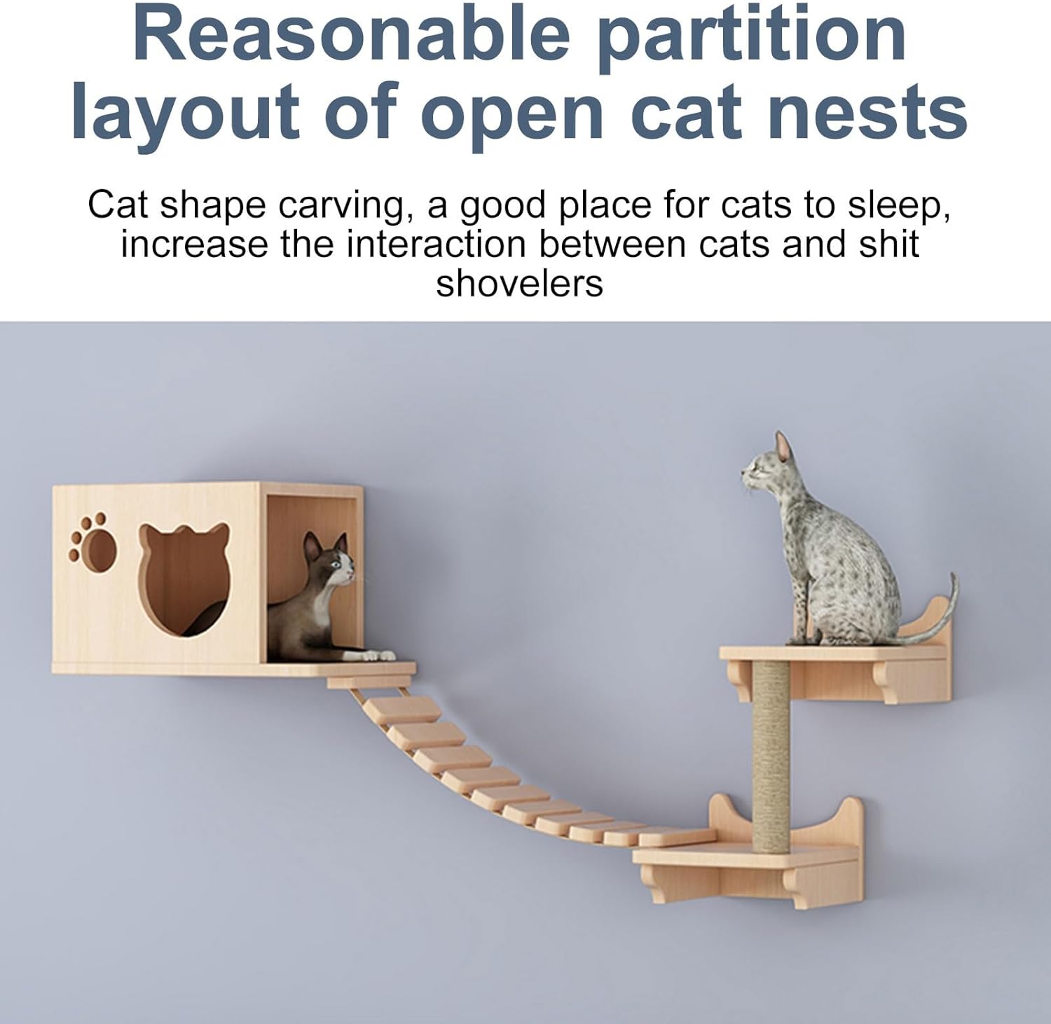 Cat Shelves for Wall Large Cats Set - Cat Tree Wall Mounted with Hexagon Shelf - Cat Climbing Frame - Wall Mounted Cat Furniture
