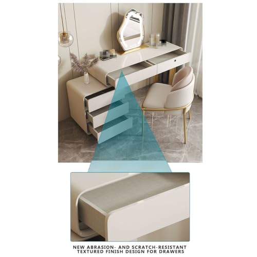 Vanity Dressing Table Dressing Table with Drawers with Push-to-Open Drawers Makeup Table Vanity Table with 5 Drawers for Bedroom