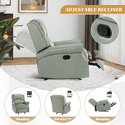 HULALA HOME Genuine Leather Recliners Set of 2 with Adjustable Backrest & Footrest, Modern Manual Reclining Chairs with Nailhead Trim, Home Theater Sofa Chairs for Living Room Bedroom, Brown