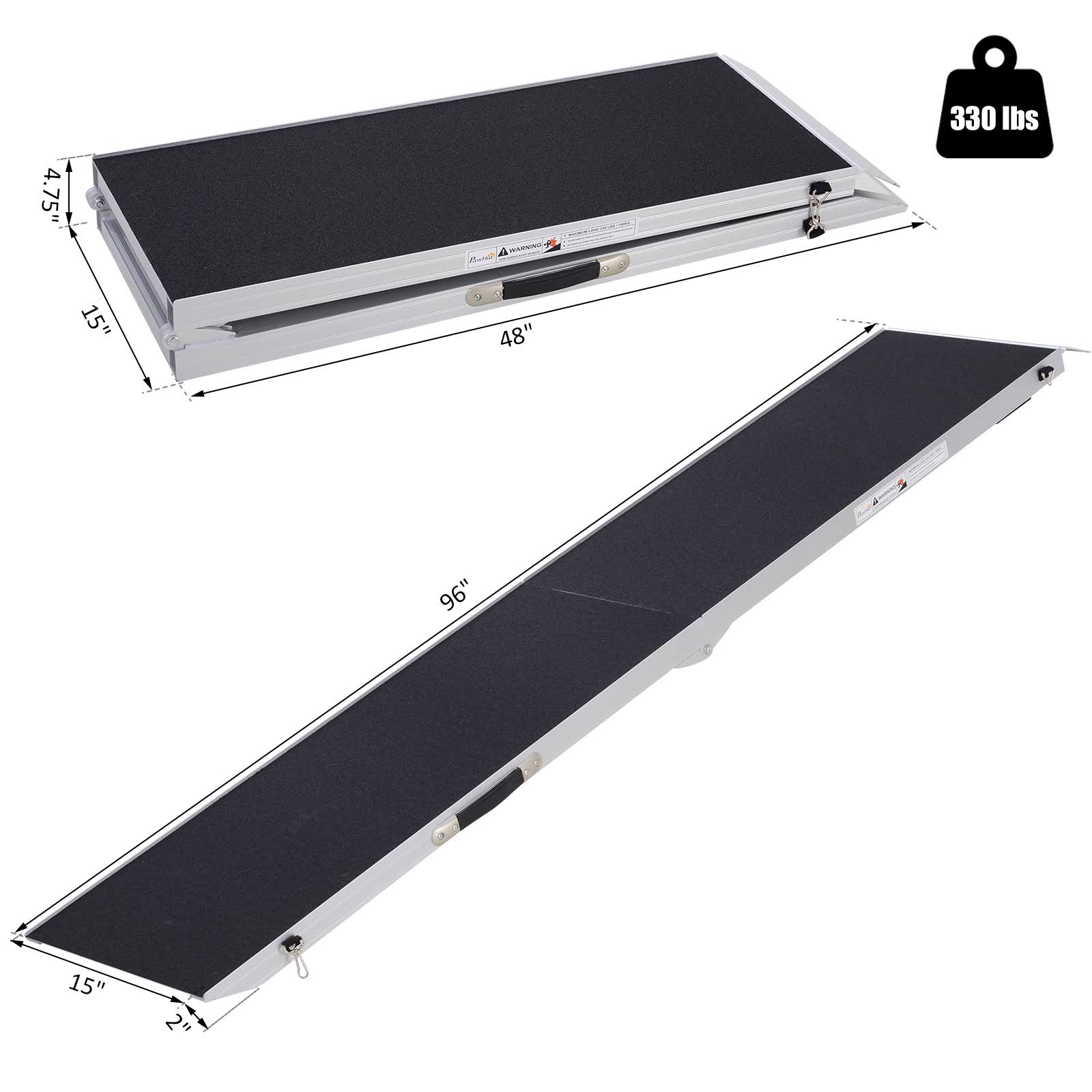 Pawhut 96�� Portable Bi-Fold Folding Pet Ramp for Large Dogs Car Truck SUV