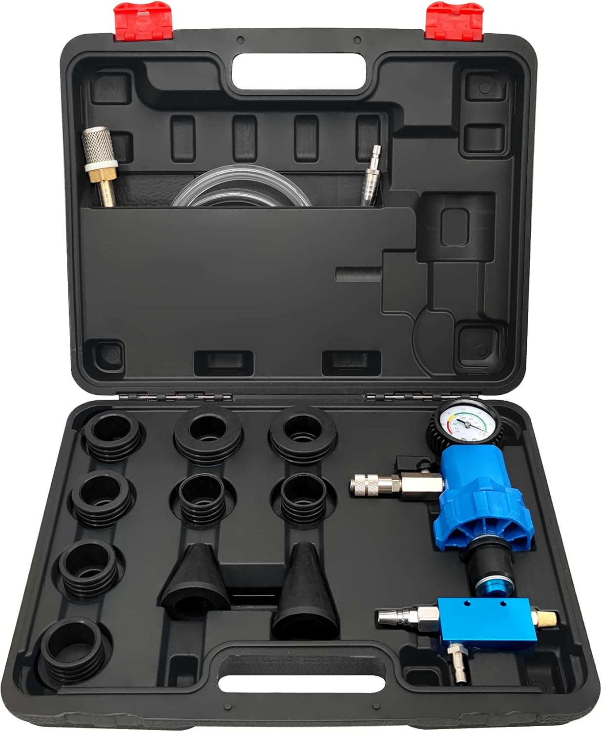 Car Coolant Refill Tool with 8 Adapter Sleeves, Vacuum Type Cooling System Filler Kit with a Pressure Gauge, Water Antifreeze Changer for Car SUV Van Truck