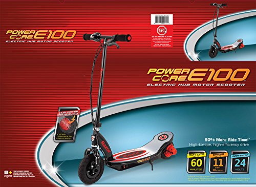 Razor Power Core E100 Electric Scooter - 100w Hub Motor, 8" Air-Filled Tire, Up to 11 mph and 60 min Ride Time, for Kids Ages 8 and Up