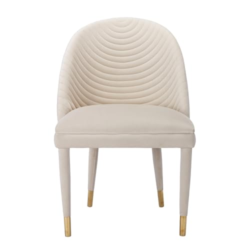 Upholstered Dining Room Chairs Set of 2, Modern Velvet Accent Chairs with Solid Wood Legs, Luxury Tufted Vanity Chairs with Back Leisure Side Chairs for Vanity Kitchen Living Room Bedroom Beige