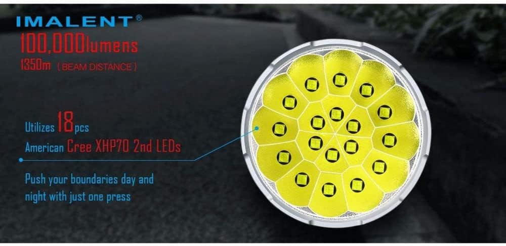 IMALENT MS18 Flashlight LED Rechargeable Bright Light with 100,000 Lumens - Case has a Strap, Wall Plug, & O-Rings - Bundle Includes a Lumintrail LTK-10 Keychain Light