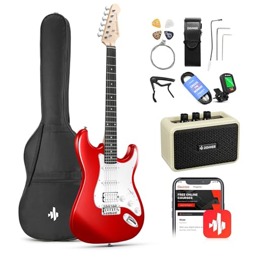 Donner DST-100B 39 Inch Electric Guitar Beginner Kit Solid Body Full Size Black HSS for Starter, with Amplifier, Bag, Digital Tuner, Capo, Strap, String,Cable, Picks
