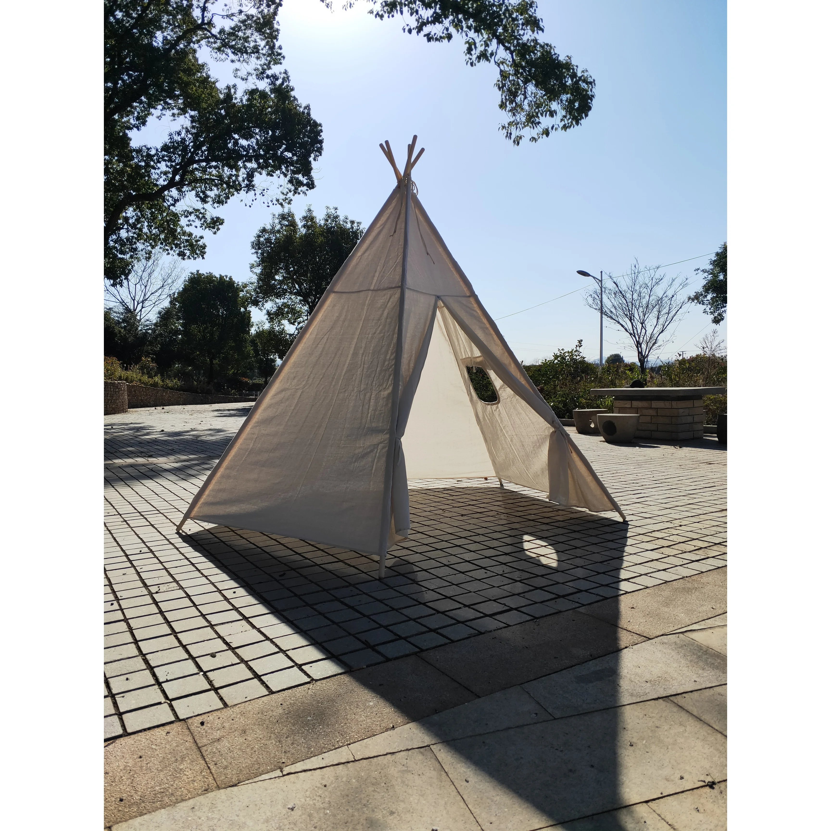 8 Ft Super Large 5Pole OffWhite Teepee Tent for Indoor And Outdoor