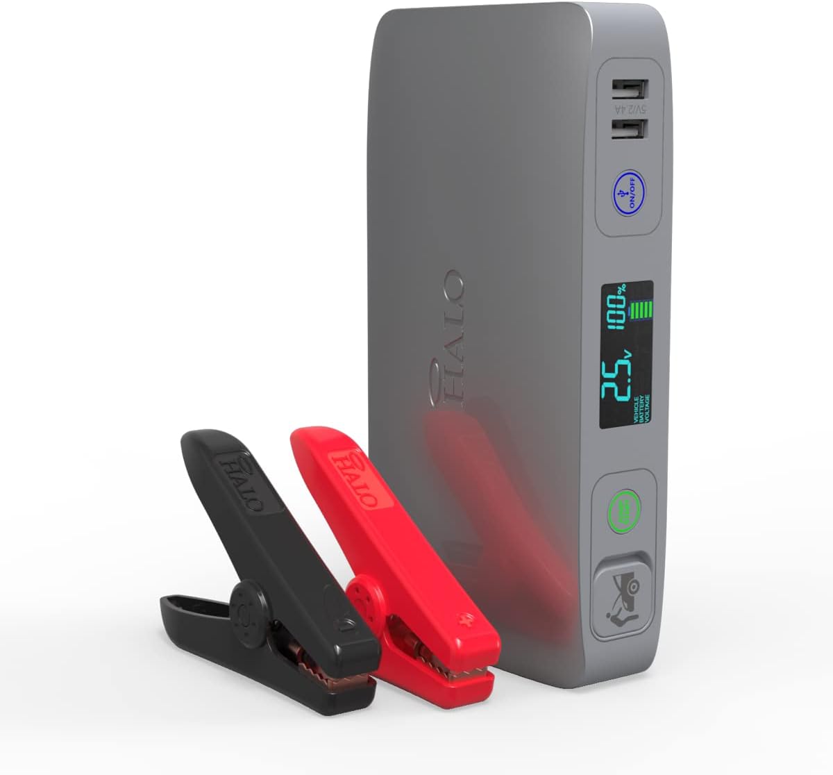 Halo Bolt ACDC Max 55500 mWh - Portable Phone Laptop Charger Car Jump Starter with Outlet, LCD Display, Flood Light and Car Charger - Black