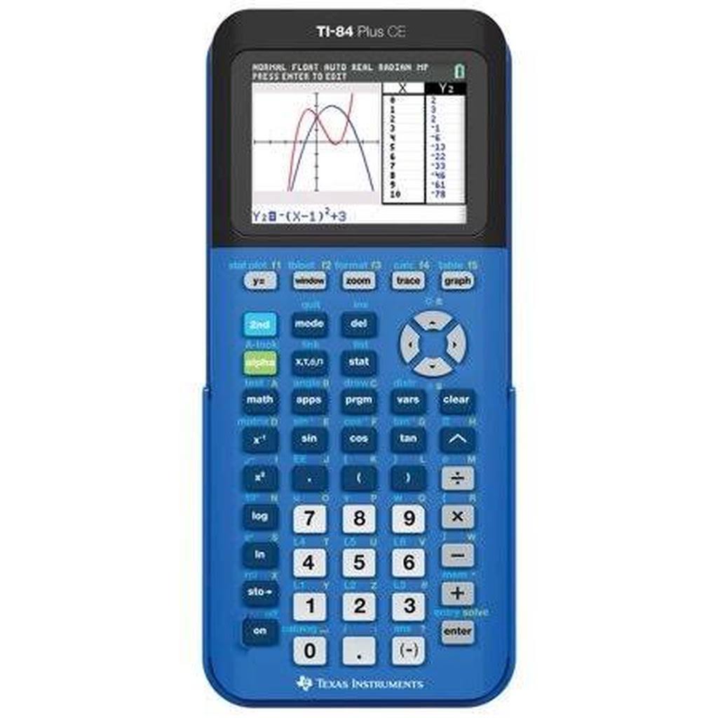 Texas Instruments Ti-84 Plus CE Graphing Calculator, Blue - Black