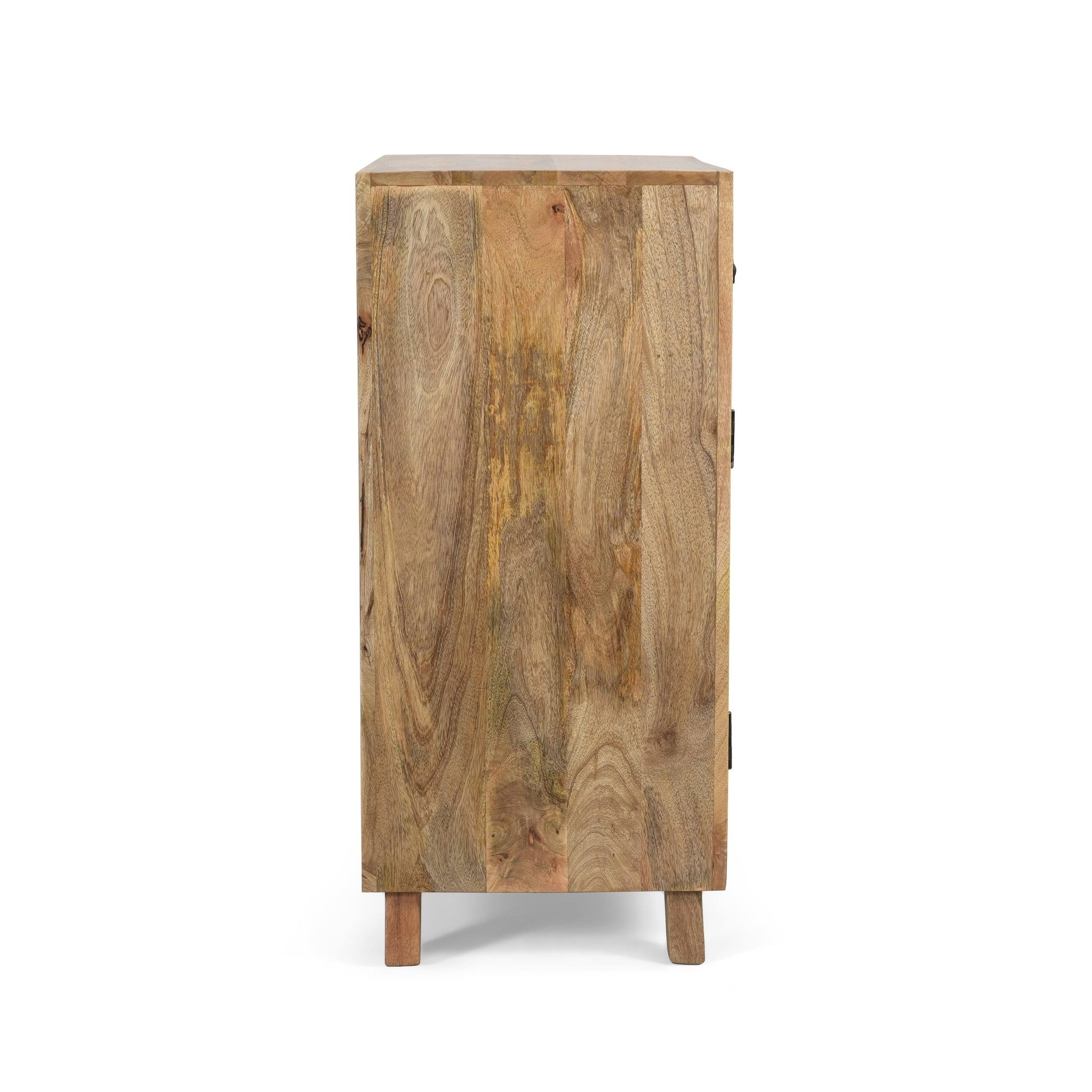 Latham Boho Handcrafted Mango Wood 2 Door 2 Drawer Cabinet by Christopher Knight Home (Natural Brown) 311203