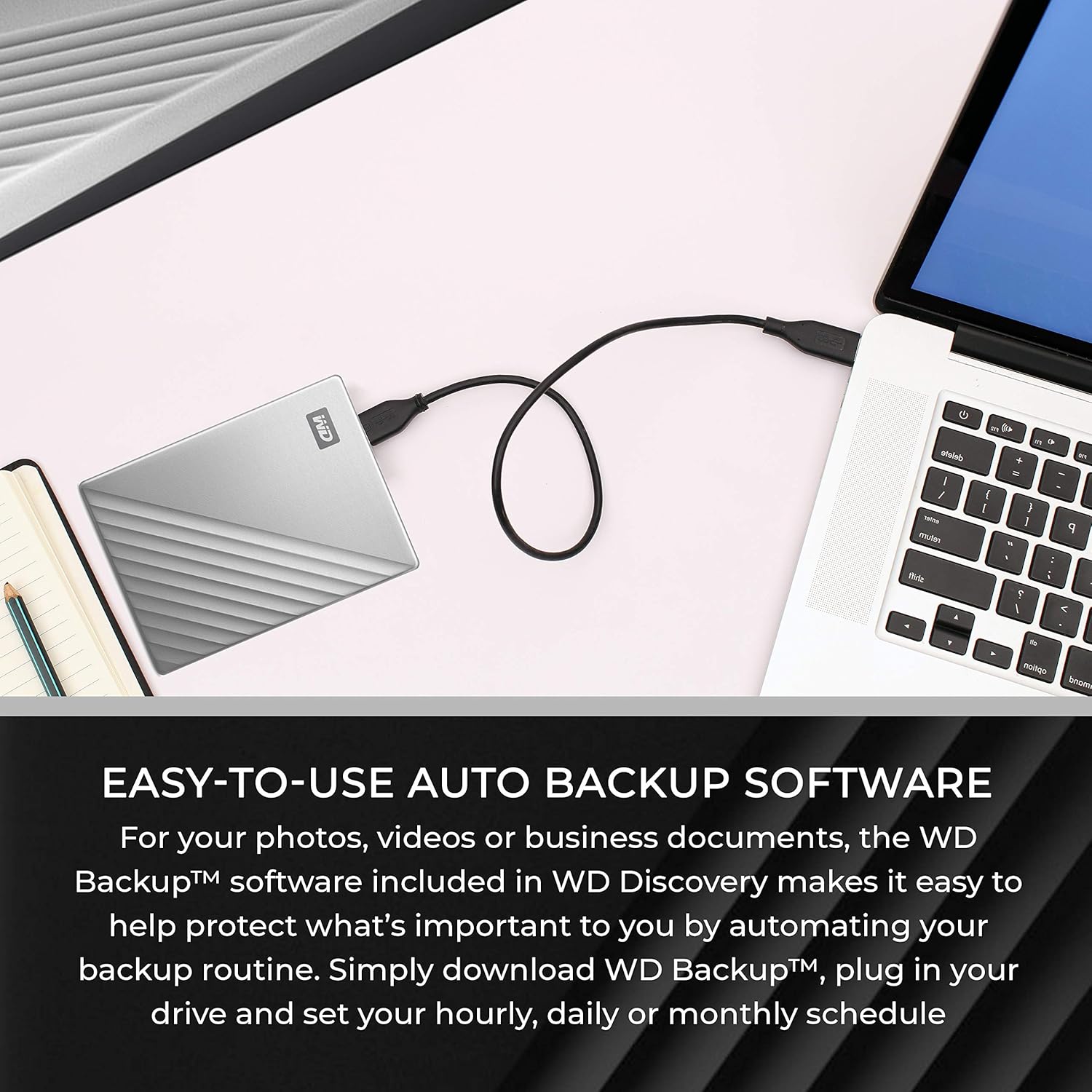 2 WD 2TB My Passport Ultra USB 3.0 Type-C Slim Portable External Hard Drives (Silver) + 2 Compact Hard Drive Cases (Black)