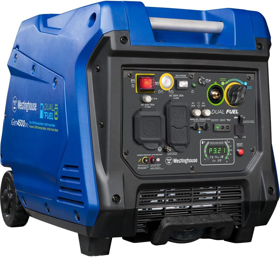 Westinghouse Outdoor Power Equipment iGen4500 Super Quiet Portable Inverter Generator 3700 Rated & 4500 Peak Watts, Gas Powered, Electric Start, RV Ready, CARB Compliant