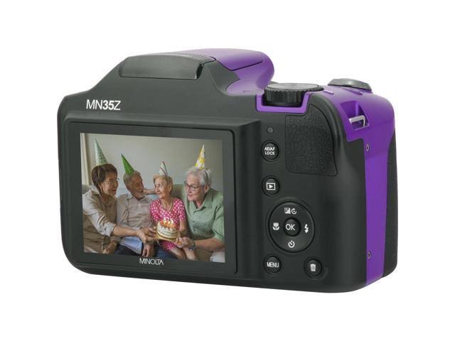 Minolta 20.0-Megapixel 1080p Full HD Wi-Fi Mn35z Bridge Camera with 35x Zoom (Purple)