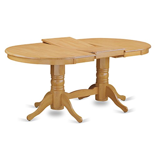 East West Furniture VABO9-OAK-W 9 Piece Modern Set Includes an Oval Wooden Table with Butterfly Leaf and 8 Dining Room Chairs, 40x76 Inch