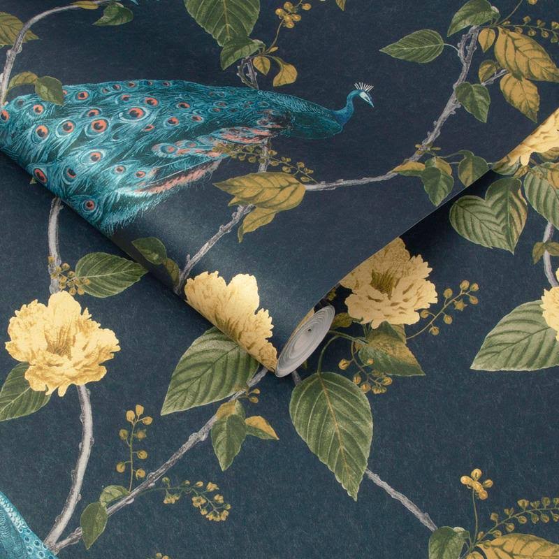 Graham u0026 Brown Resplendence Navy Wallpaper