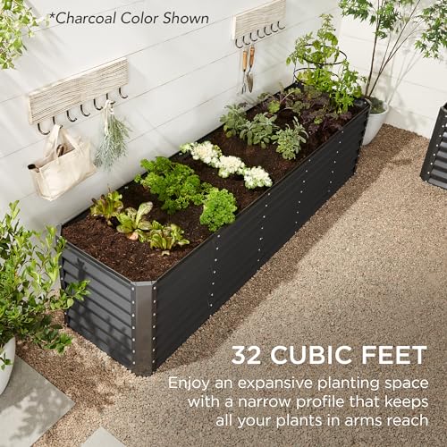 Best Choice Products 8x4x2ft Outdoor Metal Raised Garden Bed, Deep Root Planter Box for Vegetables, Flowers, Herbs, and Succulents w/ 478 Gallon Capacity - Gray