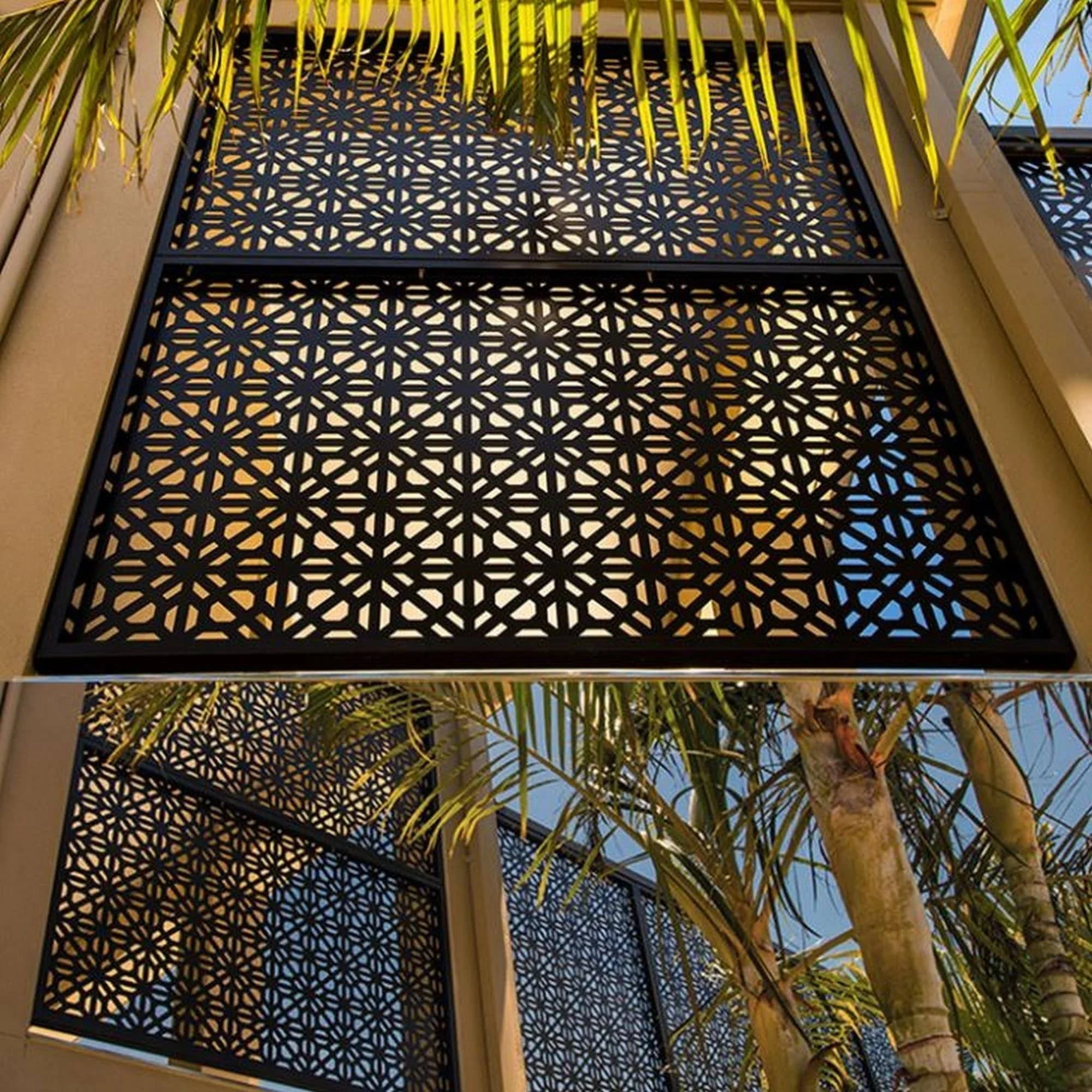 HighlandHome Laser Cut Metal Privacy Fence Screen - TreeLeaves - 3pcCombo/75 x 48
