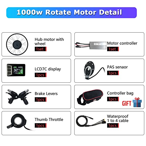lectric Bike Conversion Kit, 48V 1000W 1500W Rear Drive Hub Motor, 20" 24" 26" 27.5" 28" 29" Rear Wheel, Waterproof Ebike Conversion Kit with Intelligent Controller,48V1500W-27.5inch
