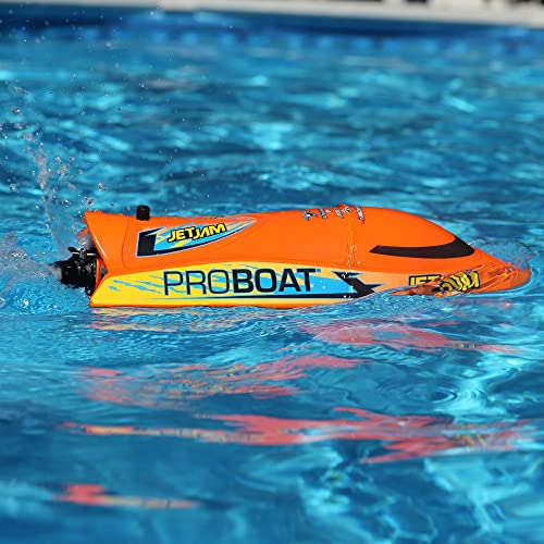 Pro Boat RC Jet Jam V2 12" Self-Righting Pool Racer Brushed RTR Batteries for Transmitter Not Included Orange PRB08031V2T1