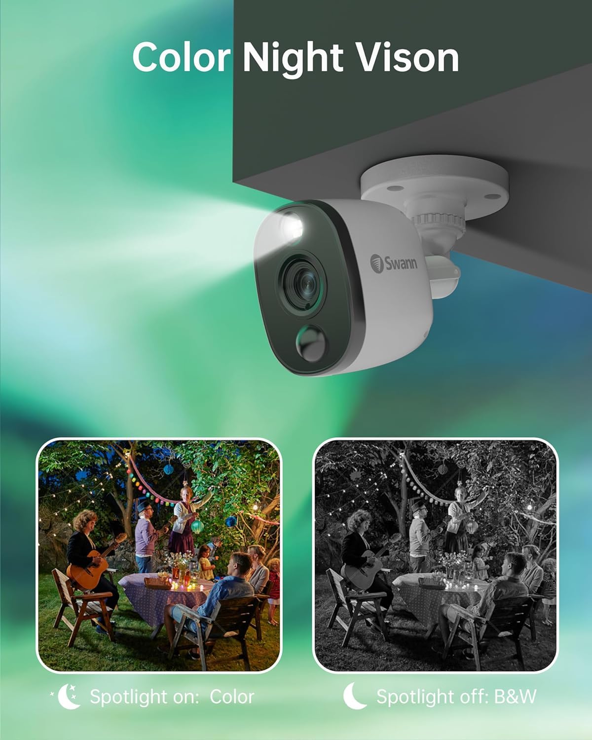 Swann Home DVR Security Camera System with 1TB HDD, 8 Channel 4 Camera, 1080p Full HD Video, Indoor or Outdoor Wired Surveillance CCTV, Color Night Vision, Heat Motion Detection, LED Lights, 845804