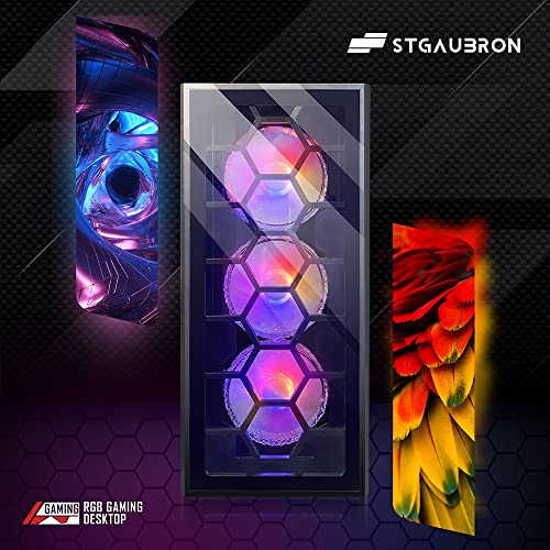 STGAubron Gaming PC Desktop Computer, Intel Core I7 up to 3.9 GHz, Radeon RX 580 8G, 16G RAM, 512G SSD, WiFi, Bluetooth 5.0, RGB Fan x6, RGB BT Sound Bar, Windows 10 Home