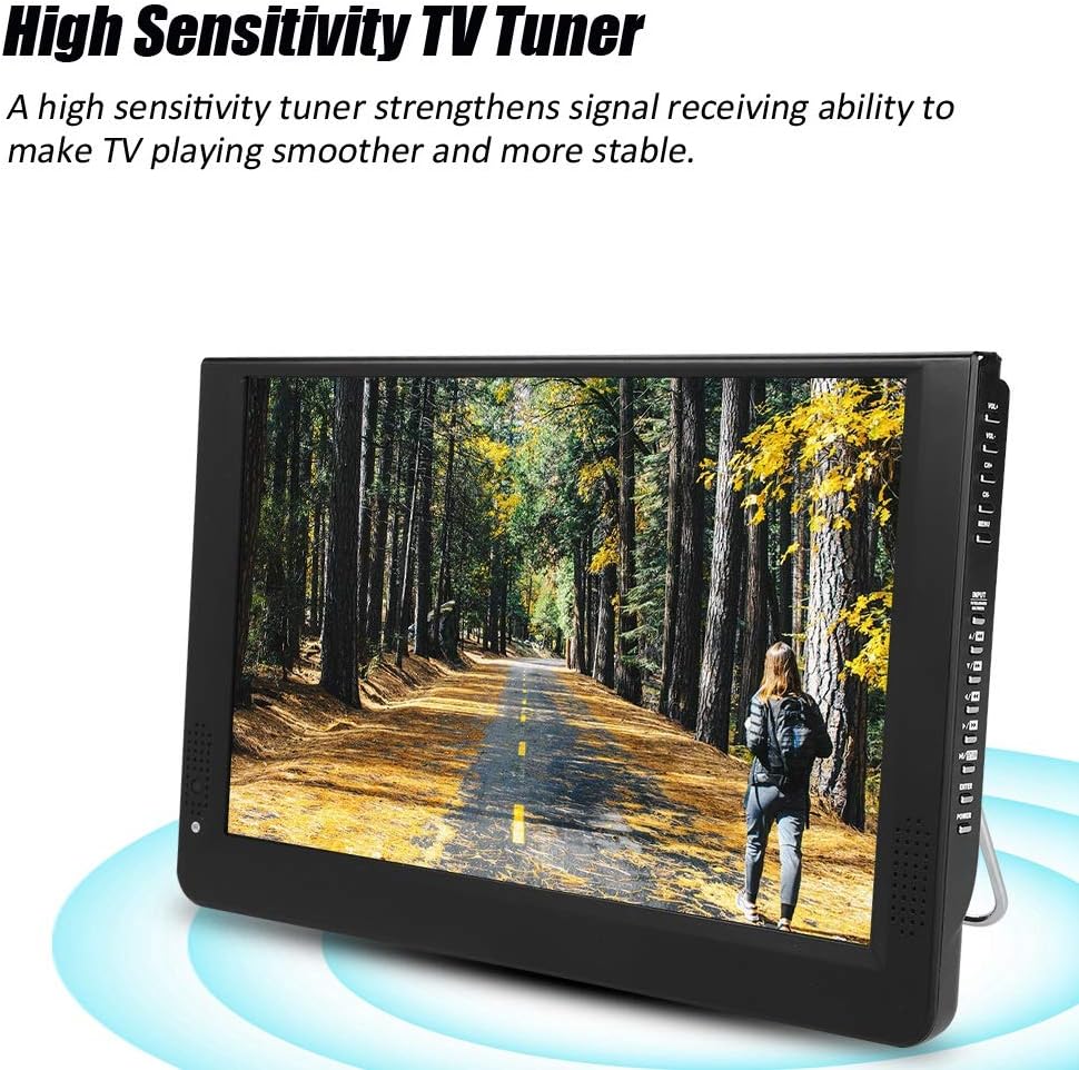 Small Flatscreen TV, Portable Widescreen LCD Display, 12 Portable Widescreen LCD TV with Remote Control Color Screen 1080P ATV/UHF/VHF, 1280800 Digial TV and ATV Support AV in/Out, MMC Card