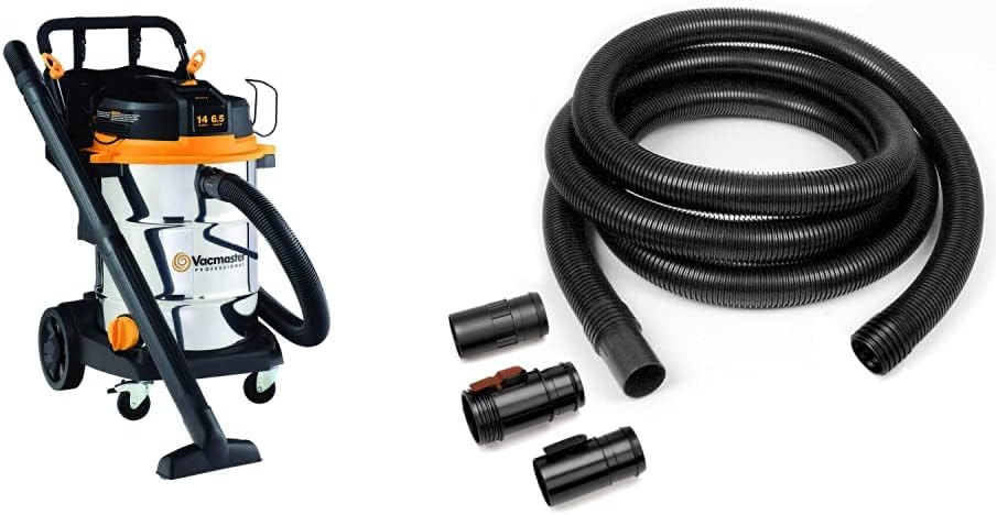 Vacmaster - Beast Professional Series 14 Gal. 6.5 HP Steel Tank Wet/Dry Vac with Cart & Workshop Wet Dry Vacuum Accessories WS25022A Extra Long Wet Dry Vacuum Hose