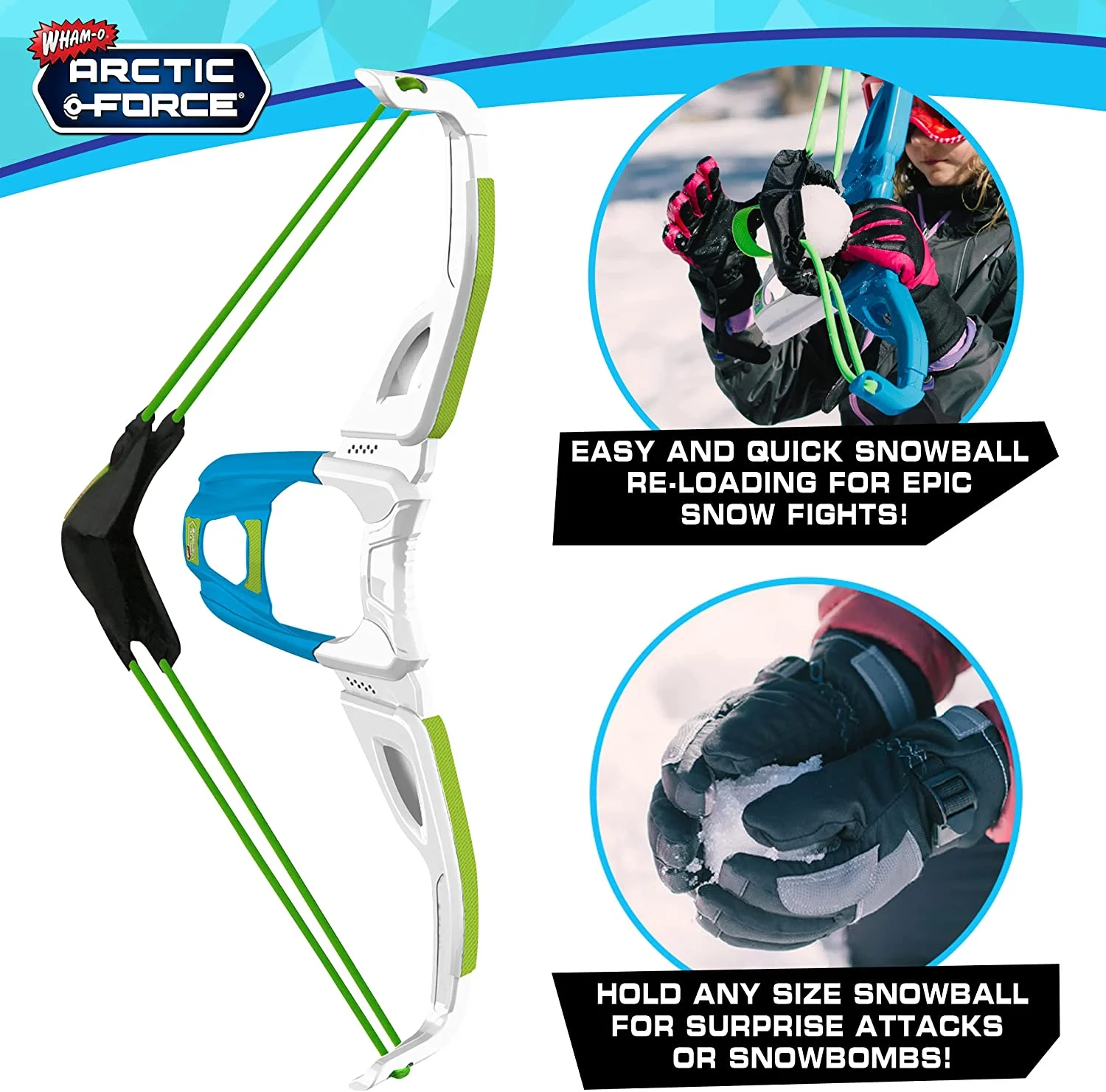 Wham-O Artic Force Mega Bow, Cold Resistant Snow Bow for Enduring Snowball Fights,Comfortable Wrist Brace for Accuracy & Control,Easy Pull Back & Aim 2