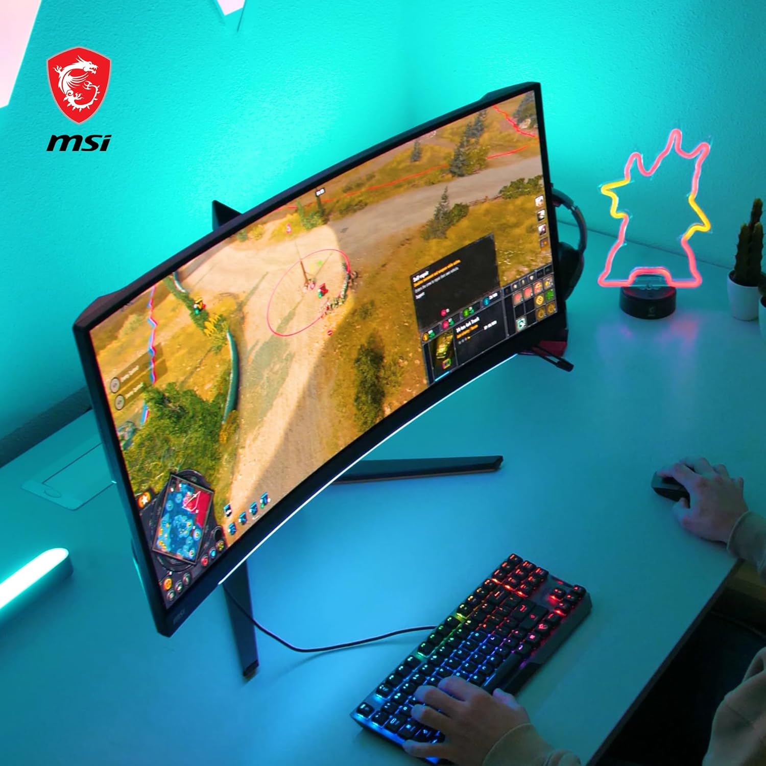 MSI MEG 342C QD OLED, 34" Curved Gaming Monitor, 3440 x 1440 (UWQHD), OLED, 0.1ms, 175Hz, FreeSync Premium, HDR 400, HDMI, DP Port, USB Type C, Tilt, Height