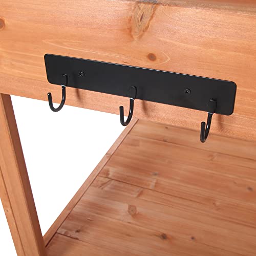 Outdoor Wooden Potting Bench Table – Farmhouse Garden Workstation with Drawers, Cabinet & Storage Shelves, Large Fir Wood Work Table for Patio, Backyard, Mudroom, Greenhouse (Light Brown, 66''H)