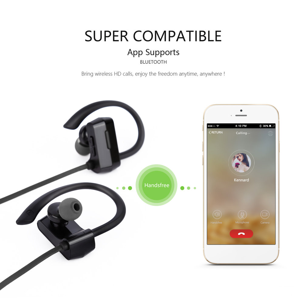 [US IN STOCK] Bluetooth Headphones, Best Wireless Sports Earphones Waterproof HD Stereo Sweatproof Earbuds for Gym Running Workout 8 Hour Battery Noise Cancelling Headsets Black