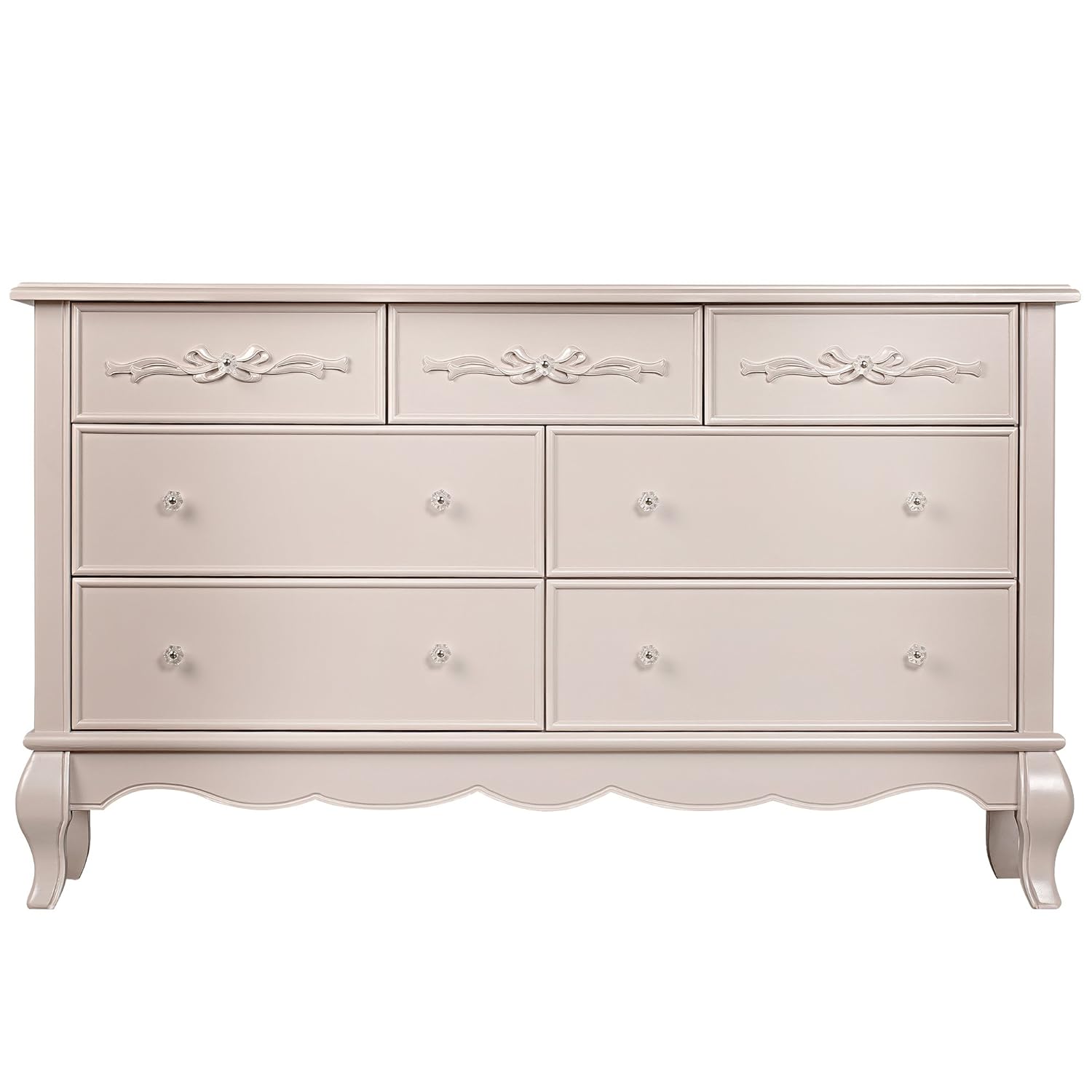 Evolur Aurora 54x20.3x34 Inch Dresser with Changing Tray, Dusty Rose