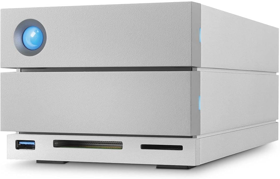LaCie 2big Dock RAID 8TB External RAID Hard Drive HDD with SD Card CF Card Slots, for Mac and PC Desktop Data Redundancy Thunderbolt 3 USB-C USB 3.0, 1 Month Adobe CC, Data Recovery (STGB8000400)