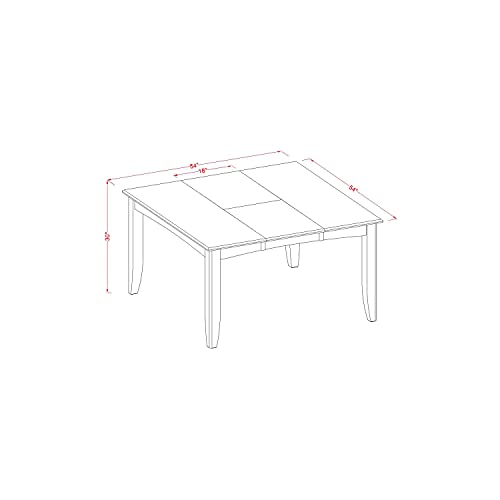 East West Furniture PFCA9-CAP-W 9 Piece Dining Table Set Includes a Square Wooden Table with Butterfly Leaf and 8 Dining Room Chairs, 54x54 Inch, Cappuccino