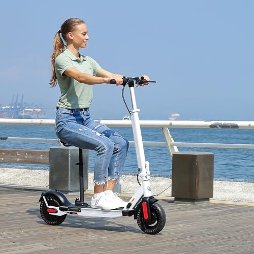 Caroma Electric Scooter, 20-25 Miles Range & 20 MPH Speed, 500W Cruise Control Electric Scooter Adults, 9/10" Solid Tires, Fast Folding E Scooter Bike for Commute, Shock Absorption & Braking System