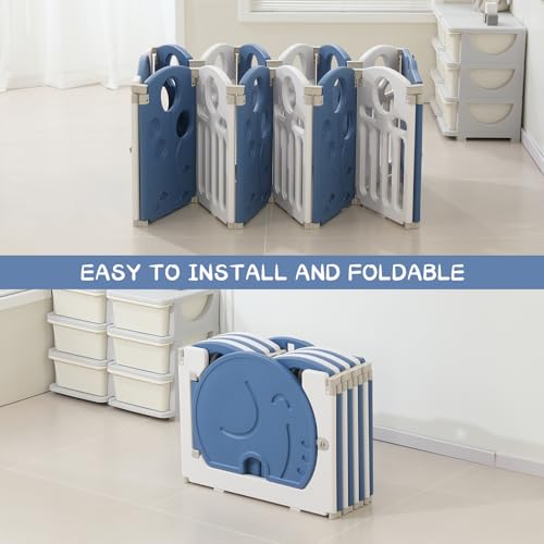Baby Playpen,for Kids and Toddlers,Kids Activity Centre Safety Play Yard,Safety Gates for Indoor&Outdoor,Sturdy Baby Fence Area,Portable, Educational, and Safe Play Yard 18 Panels, Blue