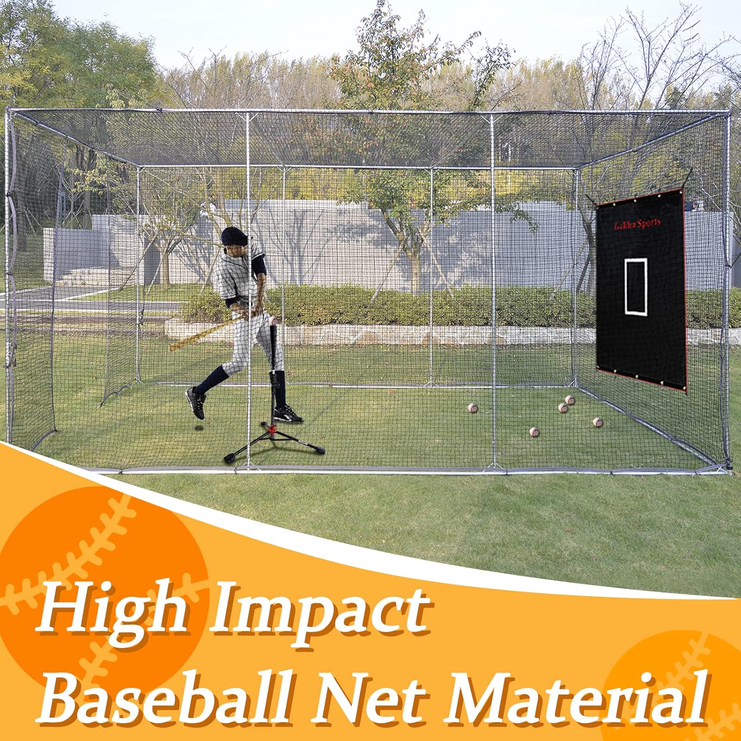 Batting Cage with Wheels,Baseball Batting Cage,Batting Cage with Wheels for Backyard,Mobile Baseball Batting Cage,Wheeled Batting Cage 16X10X8FT(5X3X2.5m)