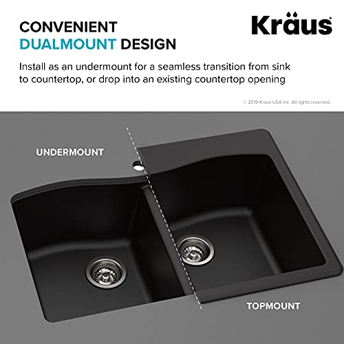 KRAUS Forteza™ 33” Dual Mount Single Bowl Granite Kitchen Sink in Black, KGD-54BLACK