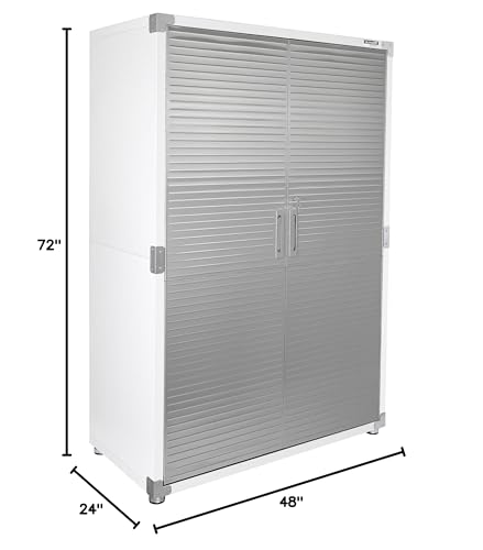 Seville Classics UltraHD Solid Steel Lockable Metal Storage Cabinet Locker Organizer, w/Adjustable Shelves for Garage, Warehouse, Office, Classroom, Granite, 48" W x 24" D x 72" H