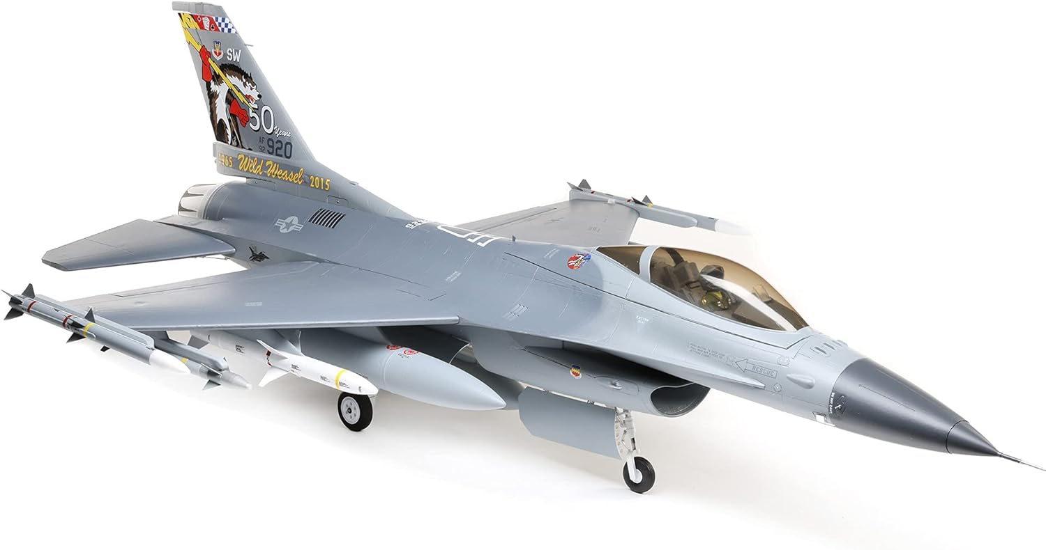 E-flite RC Airplane F-16 Falcon 80mm EDF Jet Smart BNF Basic Transmitter Battery and Charger Not Included with Safe Select EFL87850
