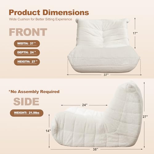 Bean Bag Chair Big Sofa Beanbag Chair for Adults Fireside Chair Bean Bag Lounger with Memory Foam Filled for Home,Apartment or Gaming Venue(Black Plush)