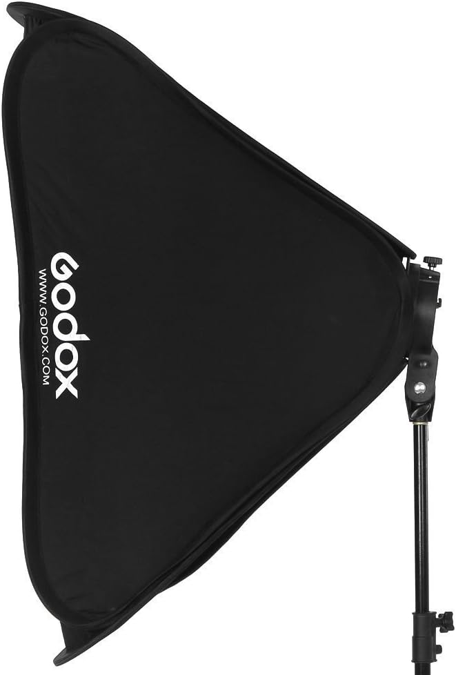 Godox Foldable Softbox 60cm x 60cm 24x24 inchs Bowen Mount S-Type Bracket with Carrying Bag for Outdoor Wedding Shooting Professional Photograph Camera Flash Lighting Kit